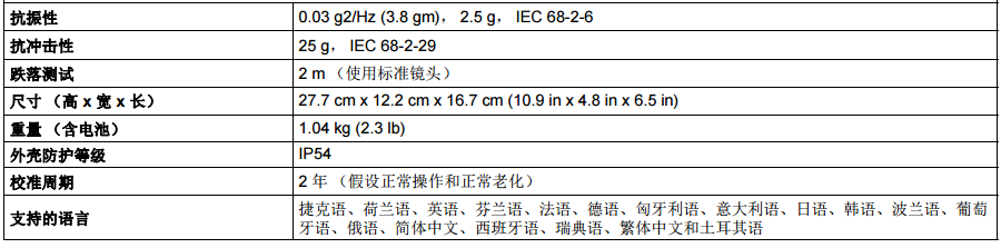 美國福祿克紅外熱像儀Ti300 PRO一般技術(shù)指標(biāo)